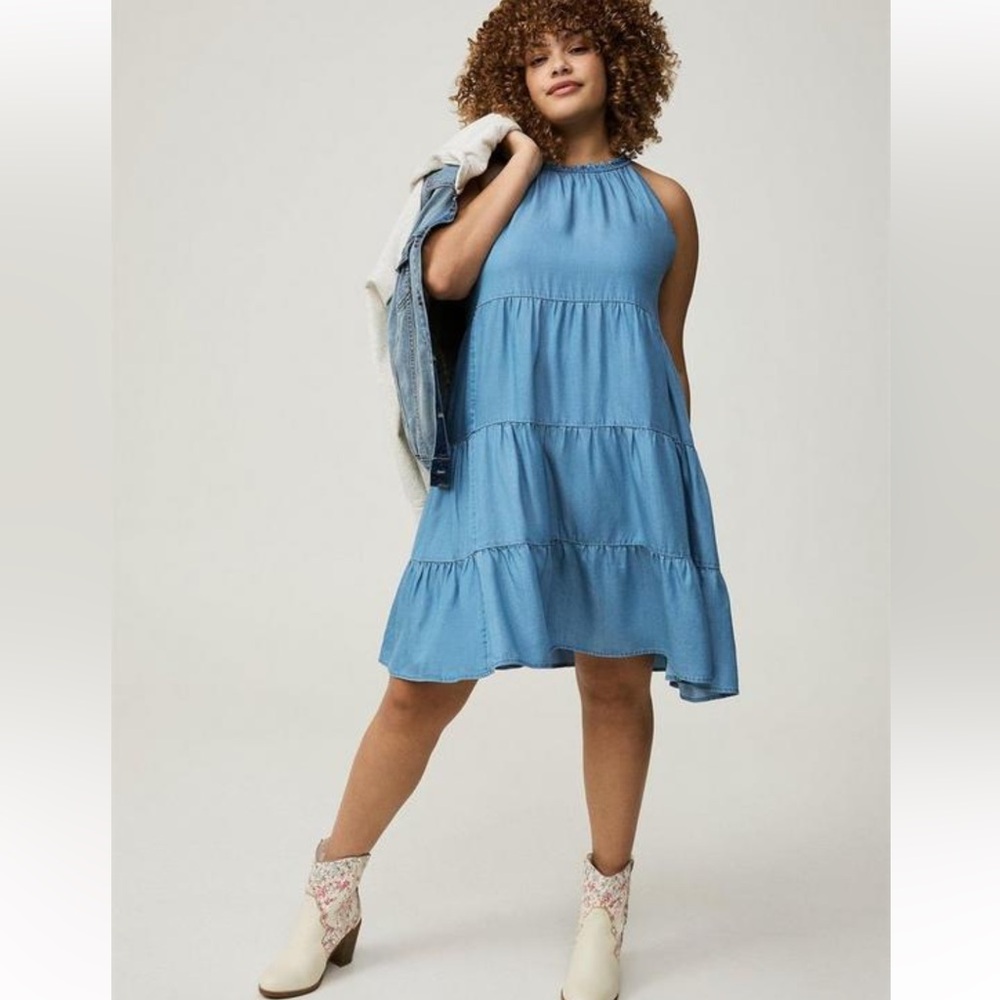 NWT Torrid Trapeze mini dress tencel denim size 2 2x 18 20